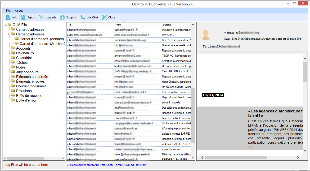 Convert OLM File