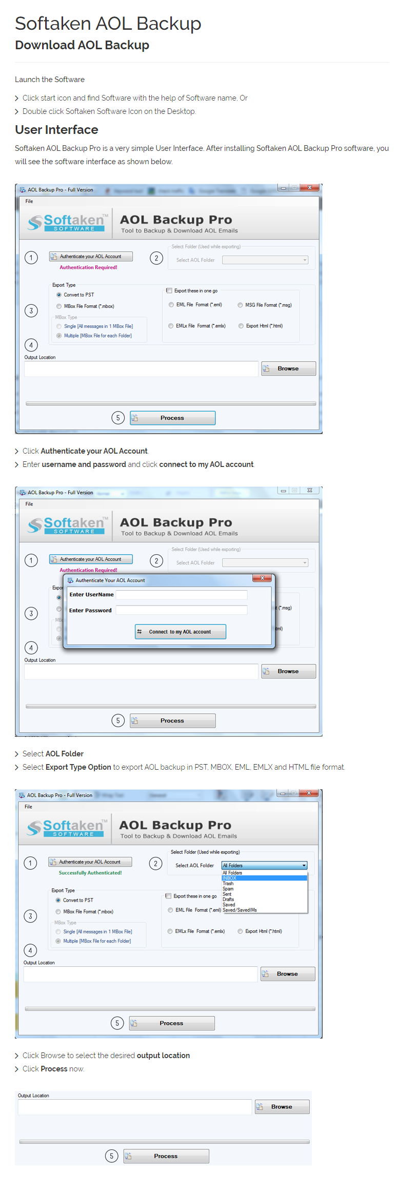 AOL Backup user manual