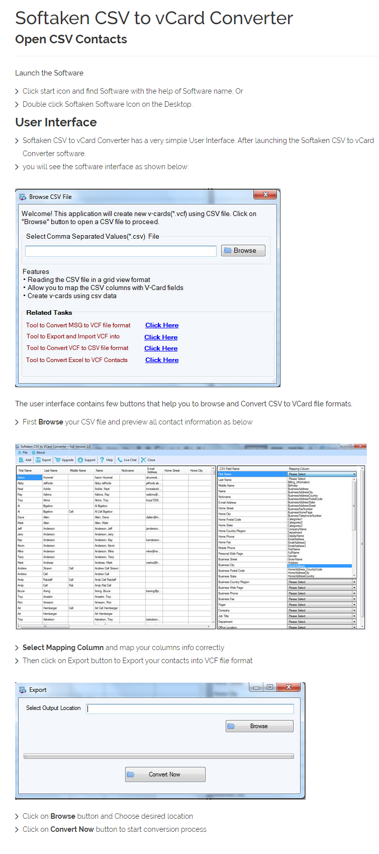 CSV to Vcard User Manual