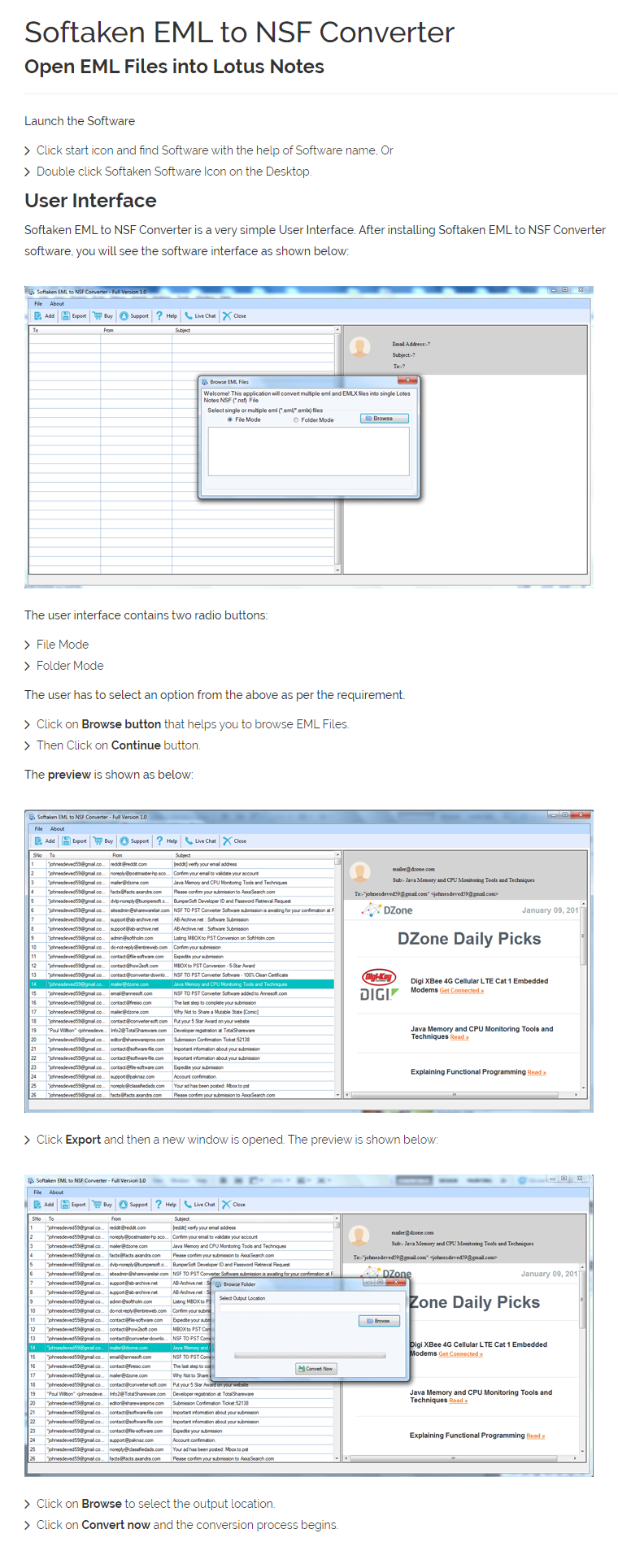 EML to NSF User Manual