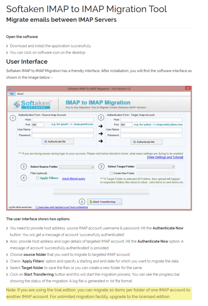 IMAP to IMAP Migration User Manual