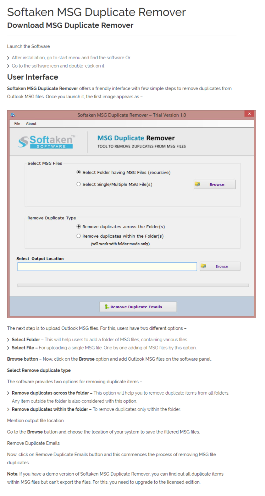 MSG Duplicate Remover User Manual