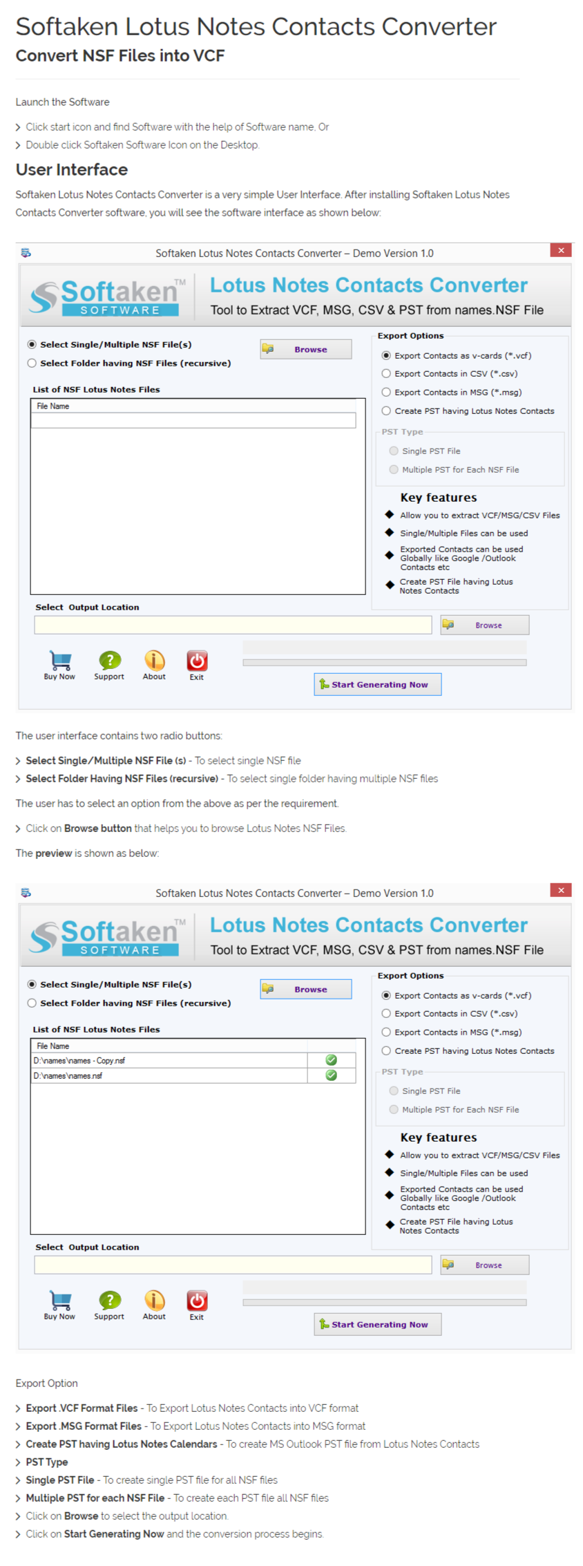 NSF Contacts Converter User Manual