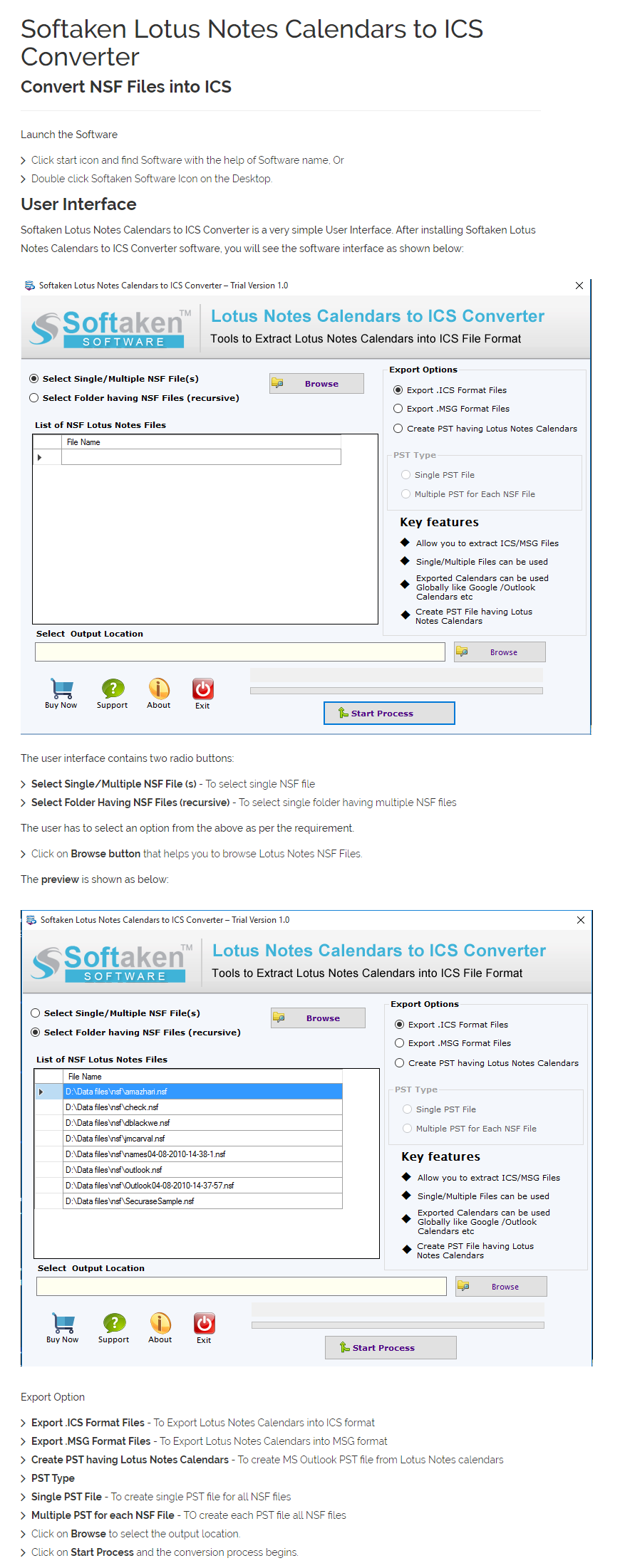 NSF to ICS Converter User Manual