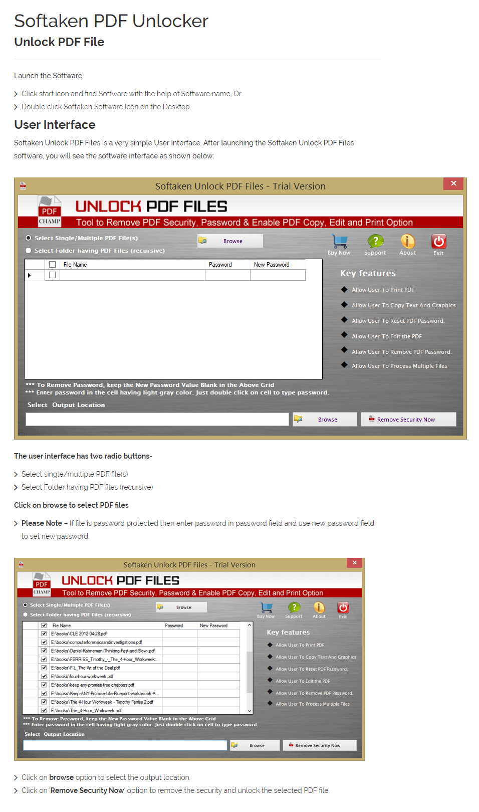 PDF Unlocker User Manual