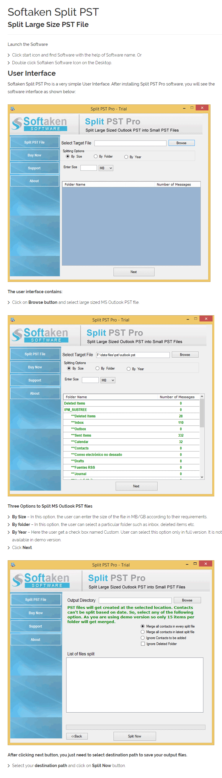 Split PST User Manual