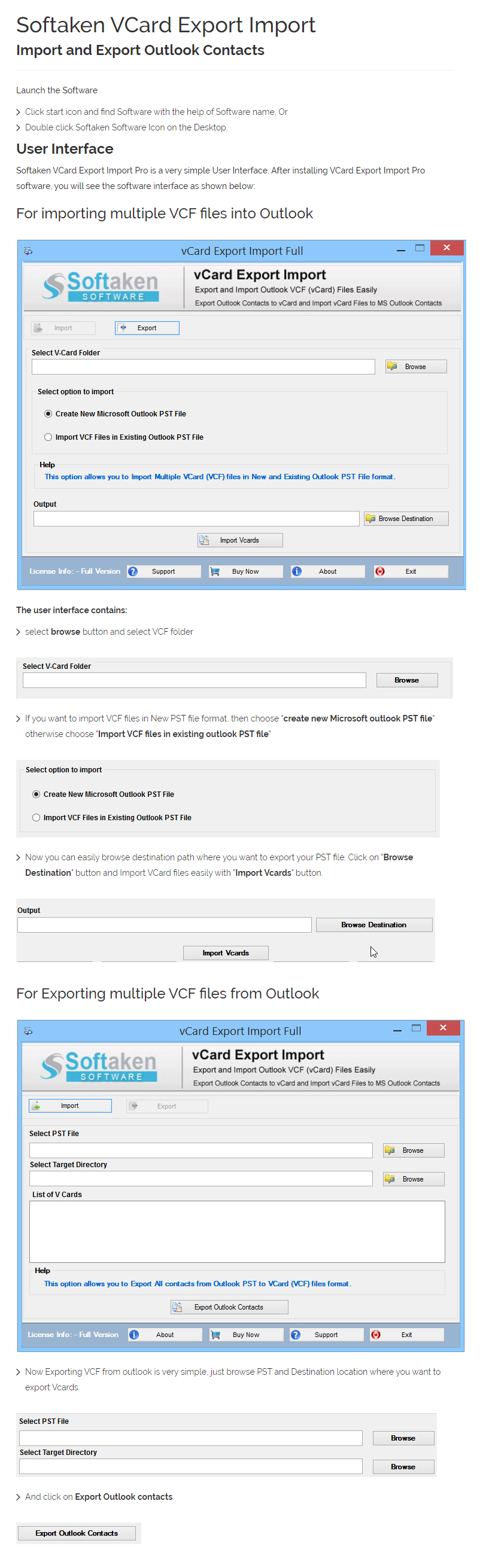 Vcard Export Import User Manual
