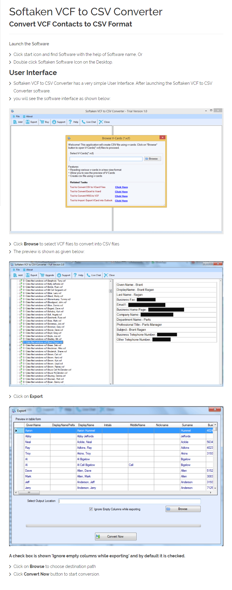 VCF to CSV Converter User Manual