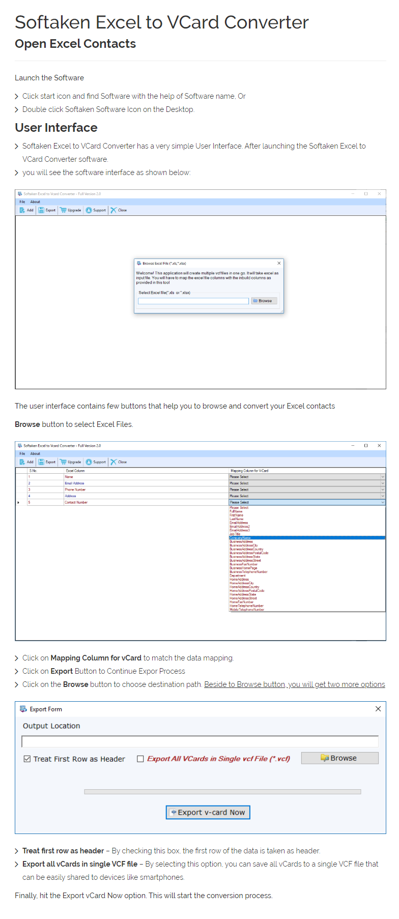 XLS to VCF Converter User Manual