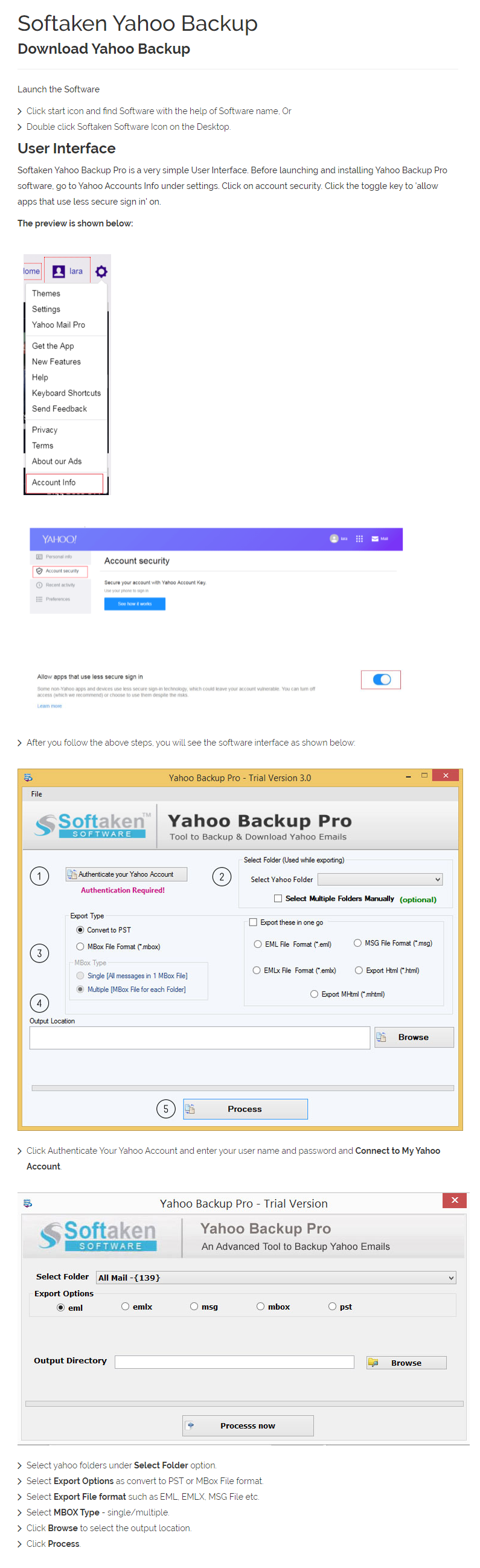 Yahoo Backup User Manual