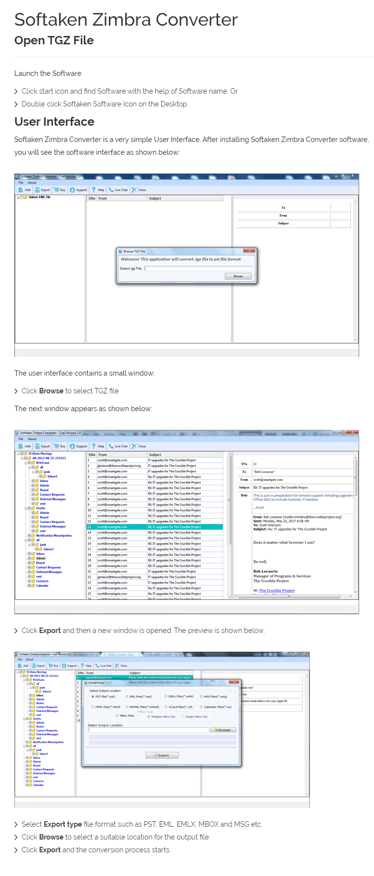 Zimbra Converter User Manual