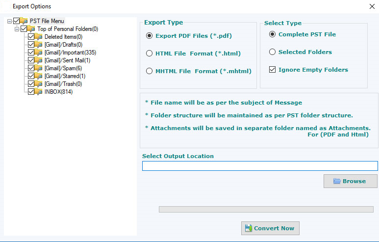 Export PST to PDF