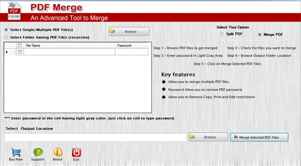 Merge PDF files