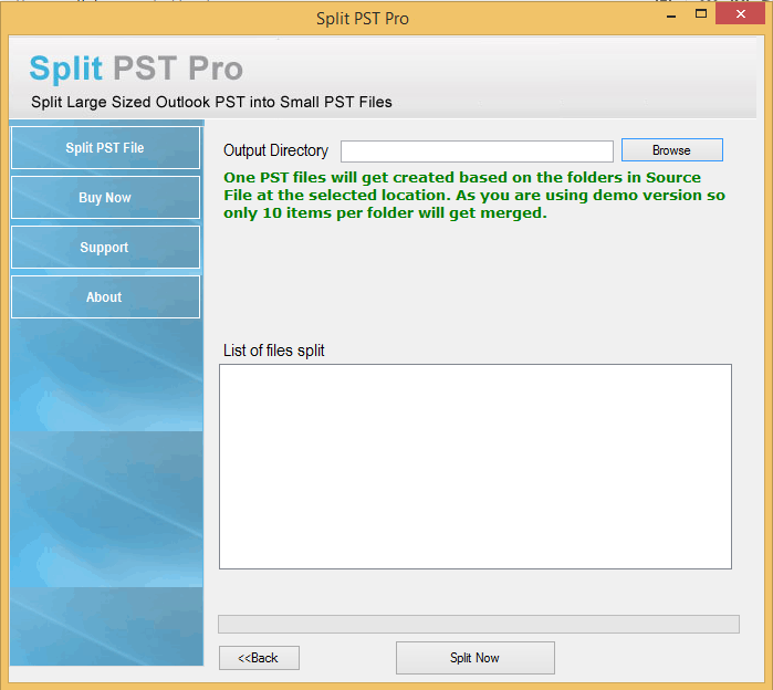 Split PST file